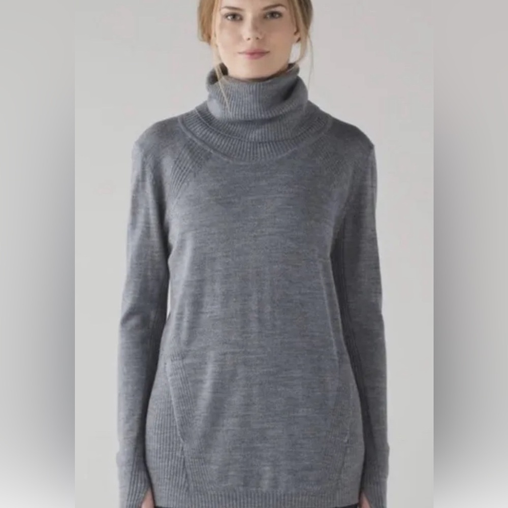 Lululemon Sweat And Savasana Sweater Rib-Knit Turtleneck Heather Gray Size S